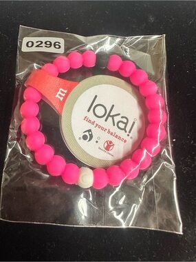 Lokai Kids Pink Silicone Beaded Bracelet with White Accent